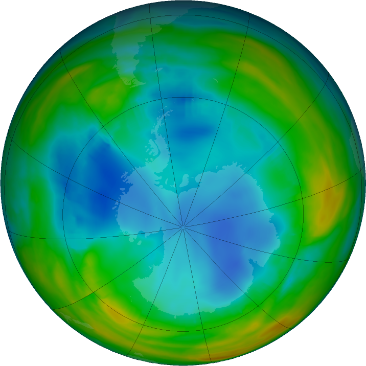 Antarctic ozone map for 26 July 2017